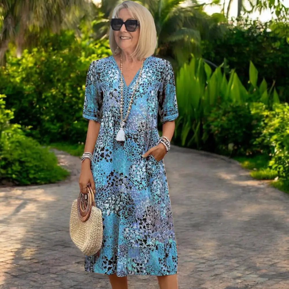 Aaliyah - Radiant Spring Dress - Blue / S