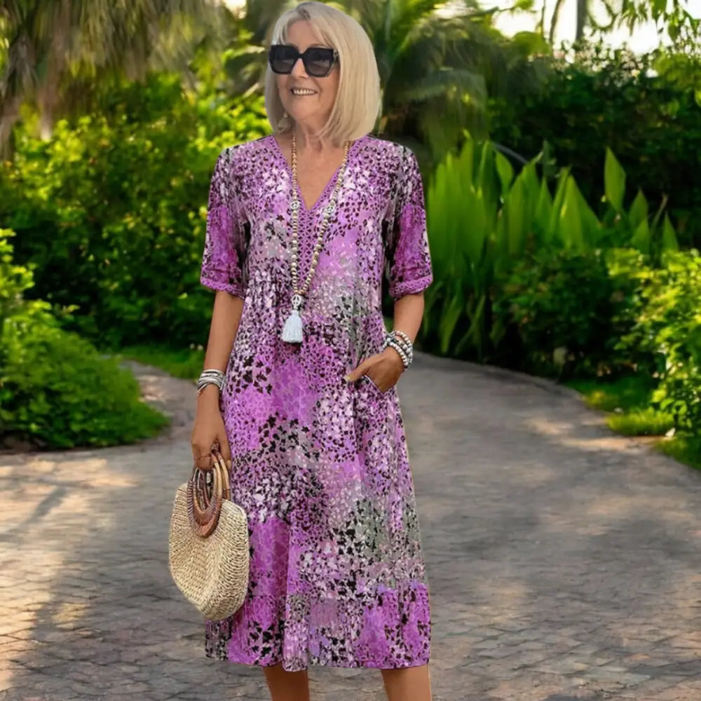 Aaliyah - Radiant Spring Dress - Purple / S