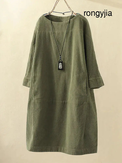 Alexis - Vintage Corduroy Relaxed Dress - Relaxed Dress