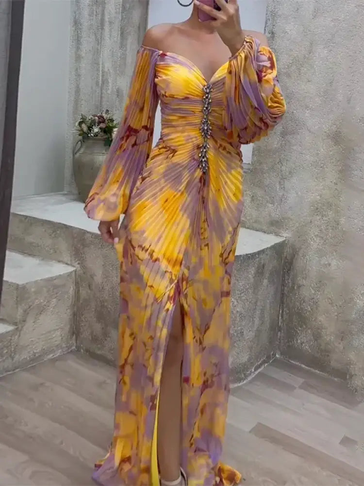 Amelia™ | Elegant Dress with V-Neck - Bloemenjurk