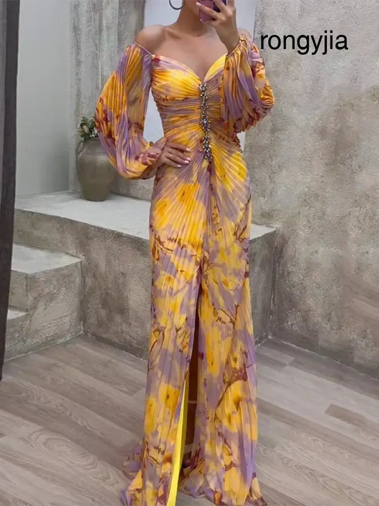Amelia™ | Elegant Dress with V-Neck - S - Bloemenjurk