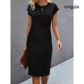 Anouk - Short sleeve formal midi dress for women - Black / XS - Women Dress