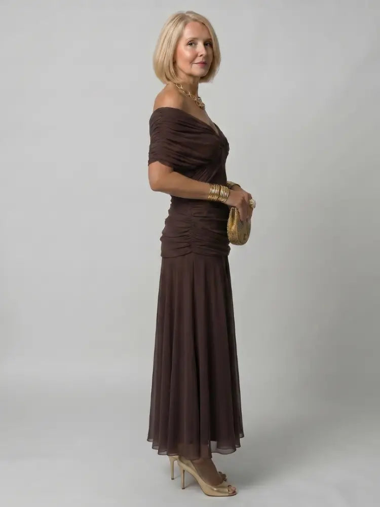Calen | Off Shoulder Flow Midi Dress