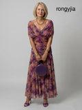 Calen | Off Shoulder Flow Midi Dress - Purple / S