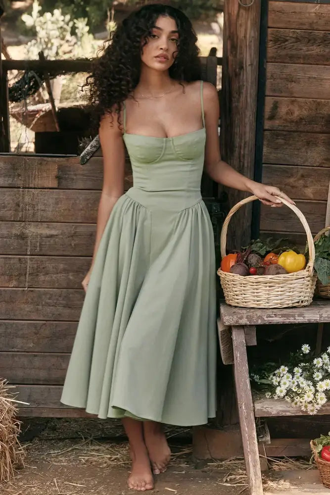 Elara | Corset Sundress - Dark Green / 8 (S) - Dress