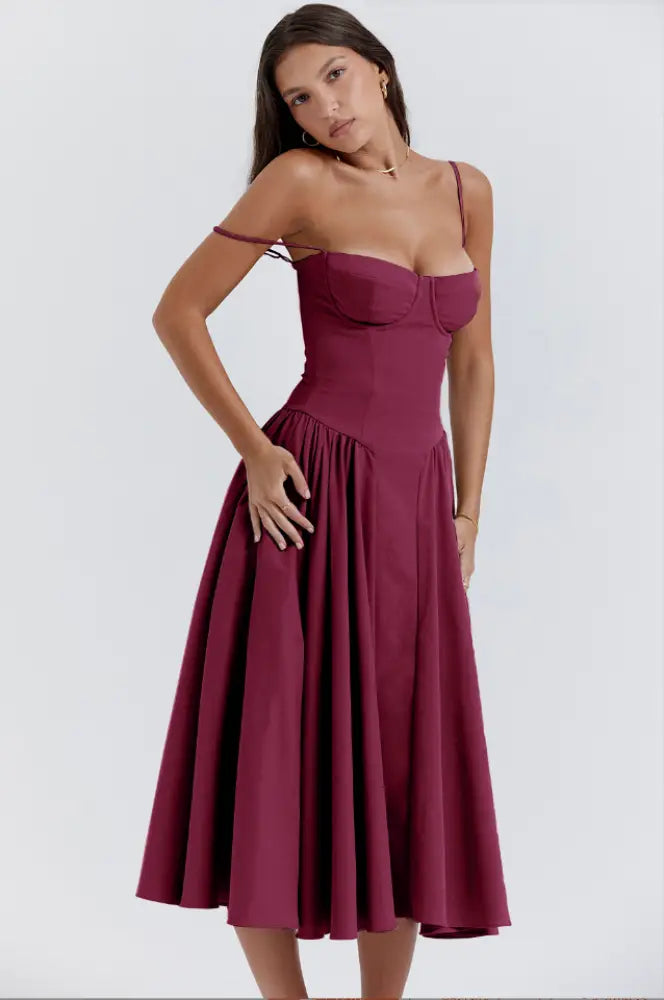 Elara | Corset Sundress - Red Wine / 8 (S) - Dress