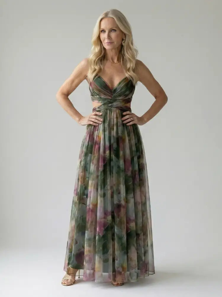 Isel | Soft Wrap Maxi Dress - Dark green / S