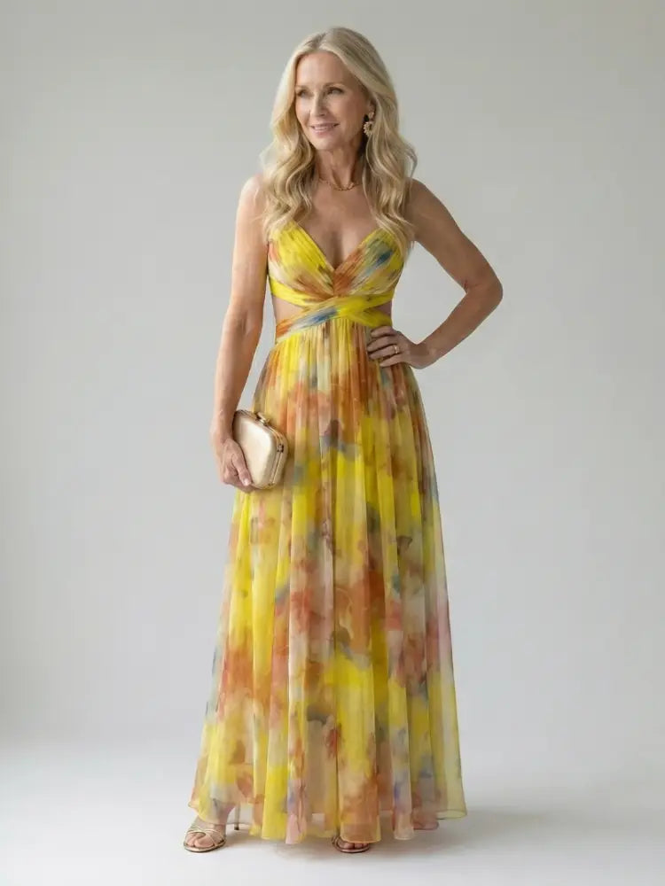 Isel | Soft Wrap Maxi Dress - Yellow / S
