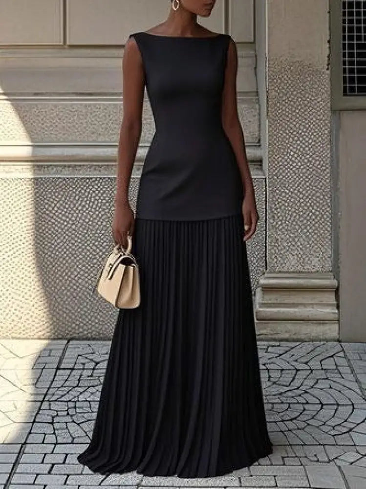 JULIET – TIMELESS ELEGANCE SLEEVELESS MAXI DRESS - Black / S - Elegant Dress