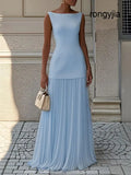JULIET – TIMELESS ELEGANCE SLEEVELESS MAXI DRESS - Light Blue / S - Elegant Dress