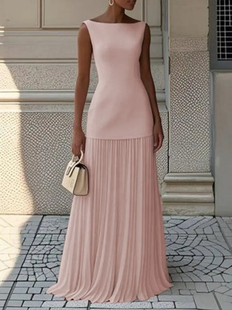 JULIET – TIMELESS ELEGANCE SLEEVELESS MAXI DRESS - Pink / S - Elegant Dress