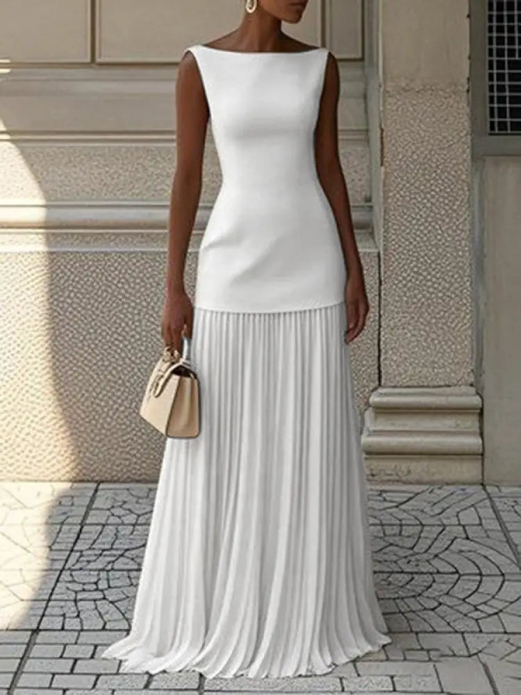 JULIET – TIMELESS ELEGANCE SLEEVELESS MAXI DRESS - White / S - Elegant Dress