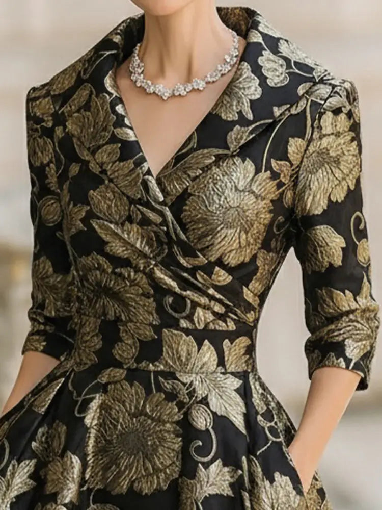 Meghan | Floral Midi Dress - Long Sleeve Midi Dress