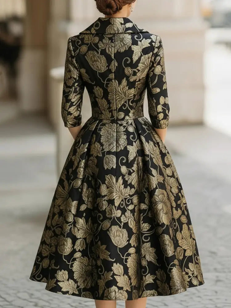 Meghan | Floral Midi Dress - Long Sleeve Midi Dress