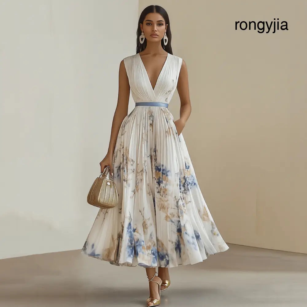 Roma-Elegant Pleated Maxi Dress - Maxi Dress