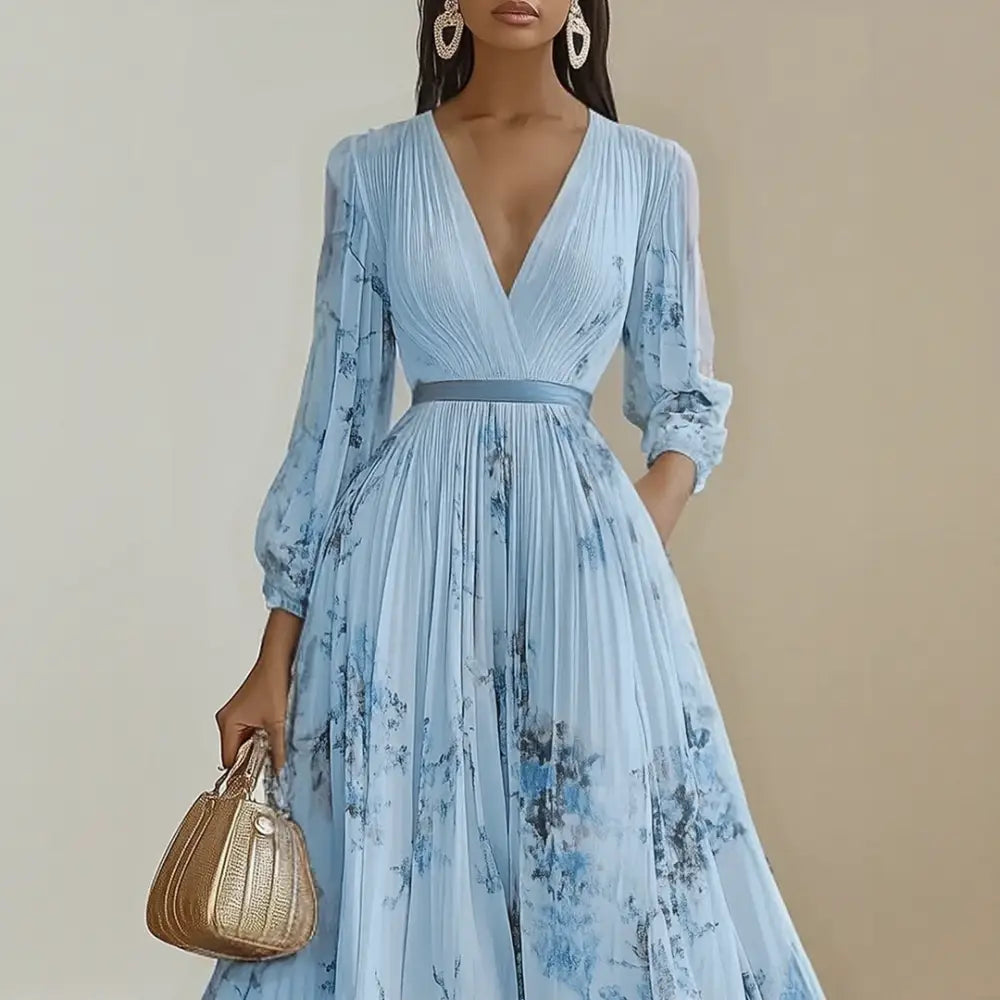 Roma-Elegant Pleated Maxi Dress - Maxi Dress