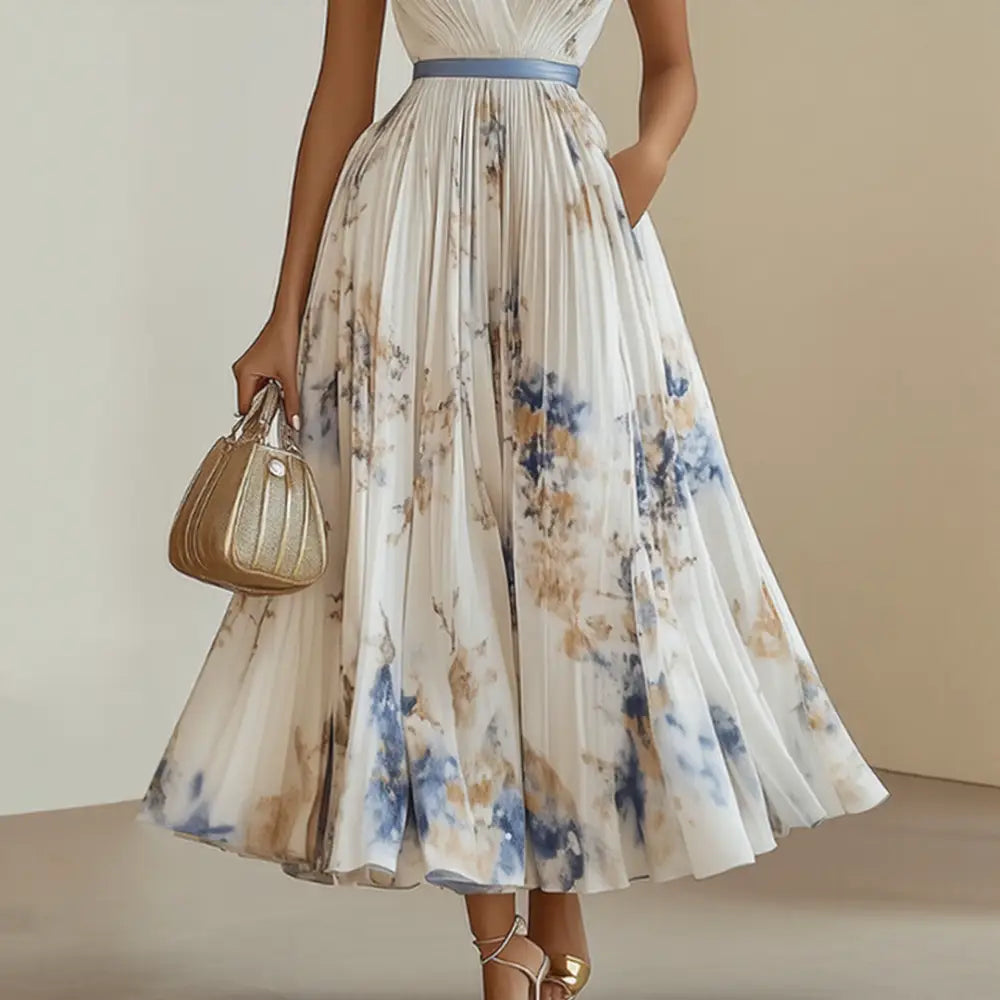Roma-Elegant Pleated Maxi Dress - Maxi Dress