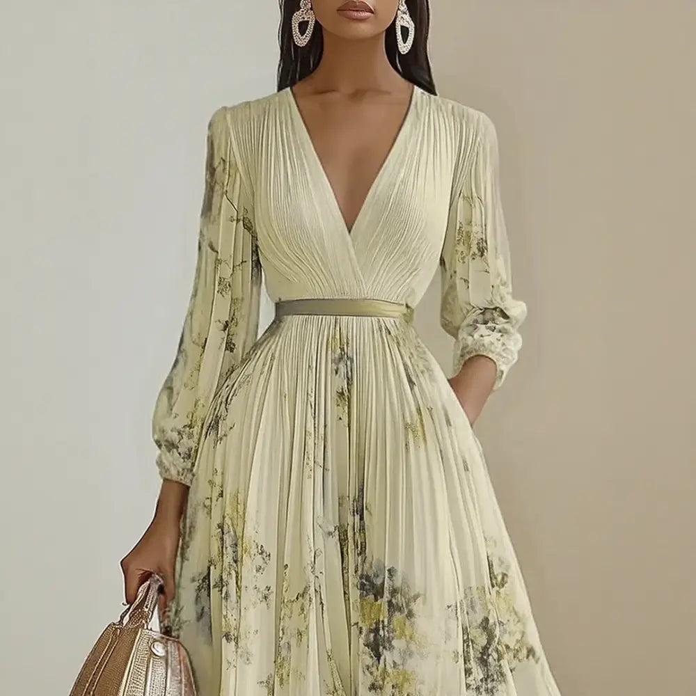Roma-Elegant Pleated Maxi Dress - Maxi Dress