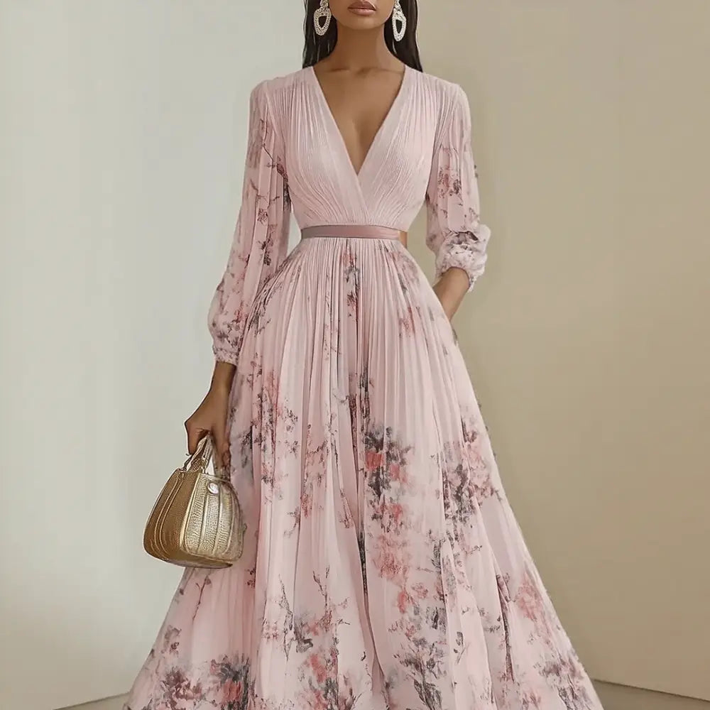 Roma-Elegant Pleated Maxi Dress - Maxi Dress