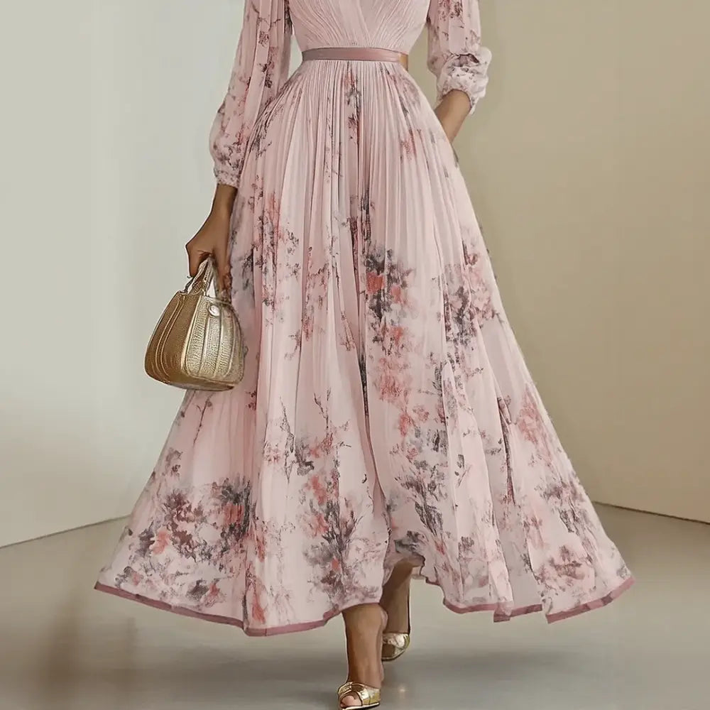 Roma-Elegant Pleated Maxi Dress - Maxi Dress