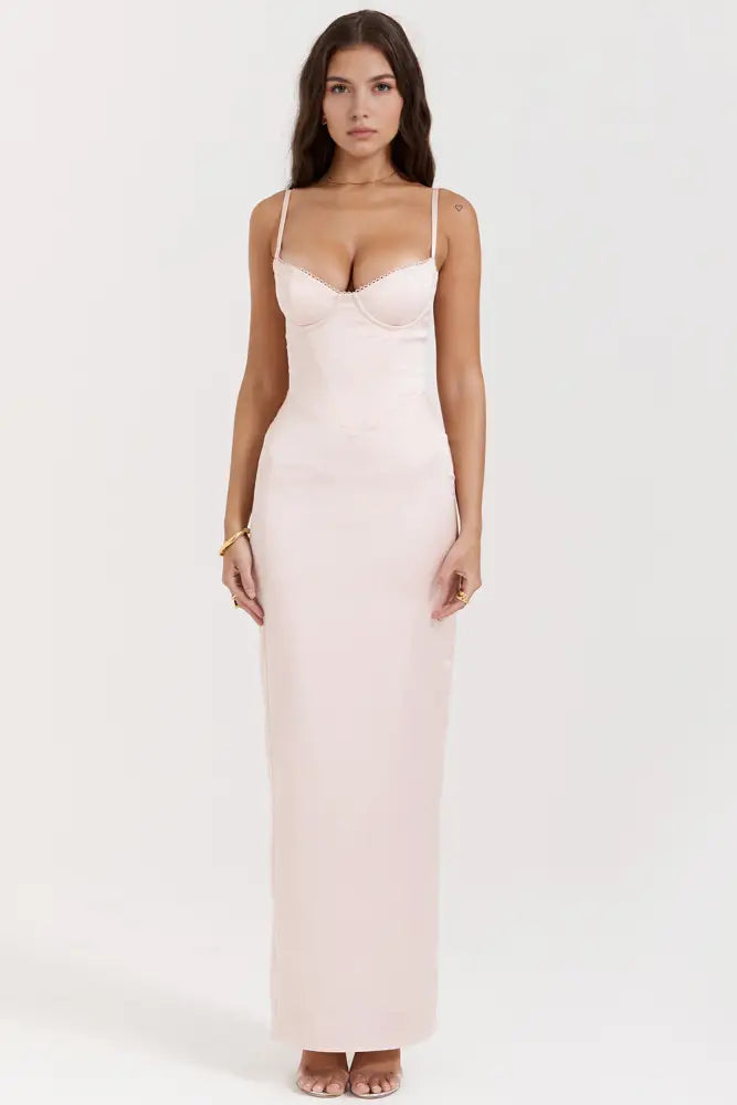 RUBINA - Satin Dress - PINK / XS - SATIN DRESS