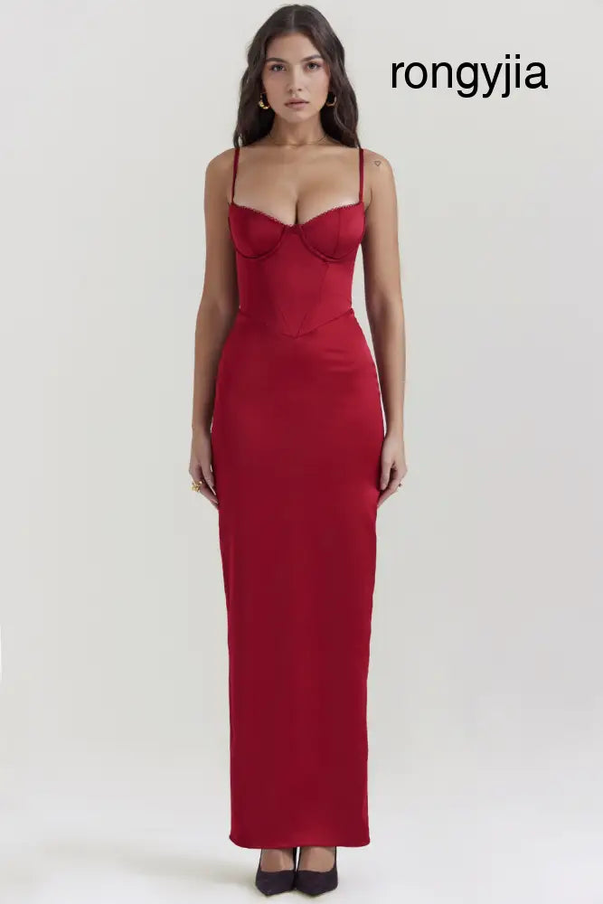 RUBINA - Satin Dress - RED / XS - SATIN DRESS