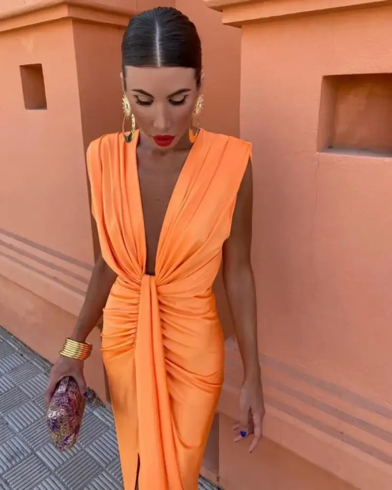 Selena - Fiery Drape Dress - Drape Dress