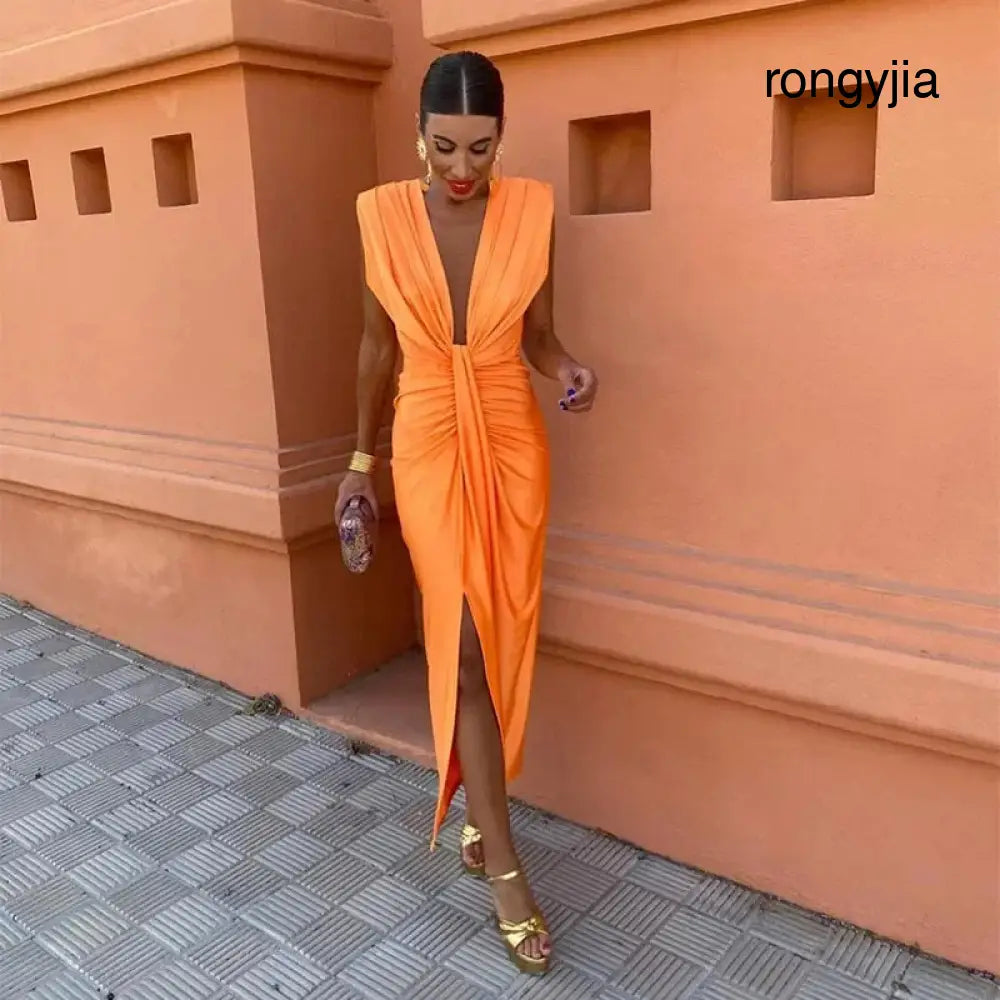 Selena - Fiery Drape Dress - Drape Dress