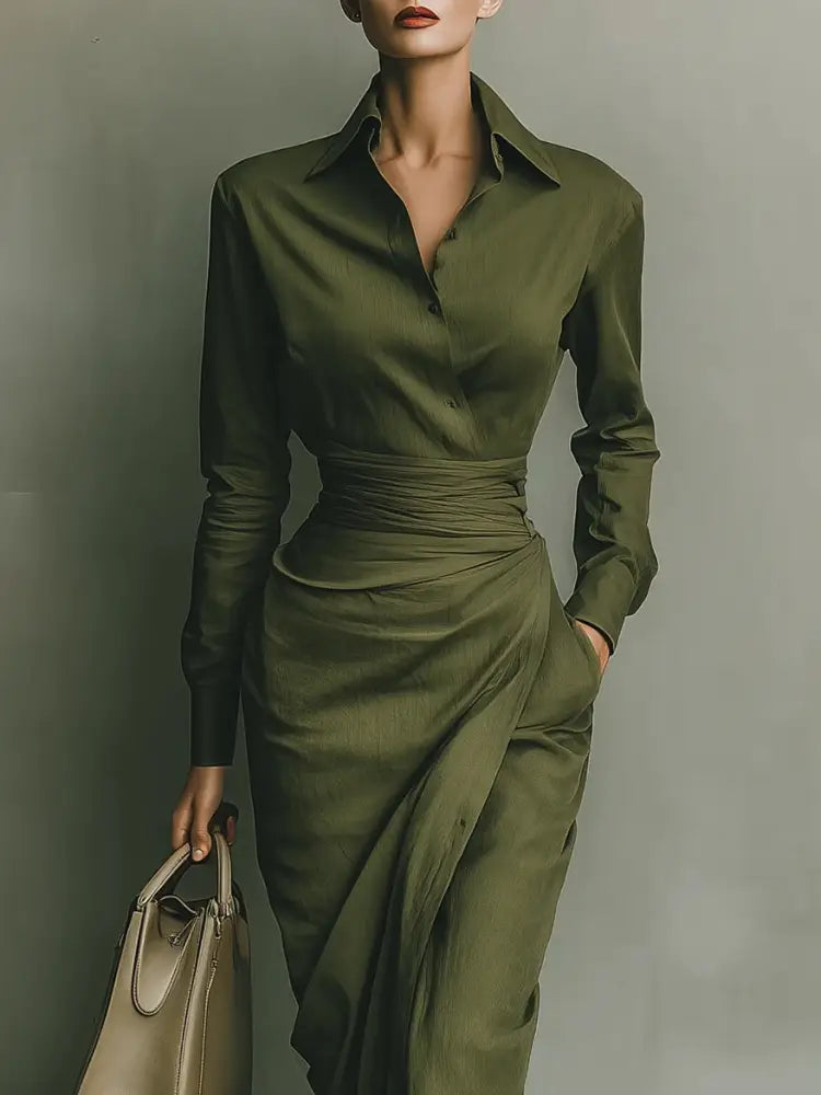Tamariel | Wrap Silhouette Shirt Dress - Vestido elegante