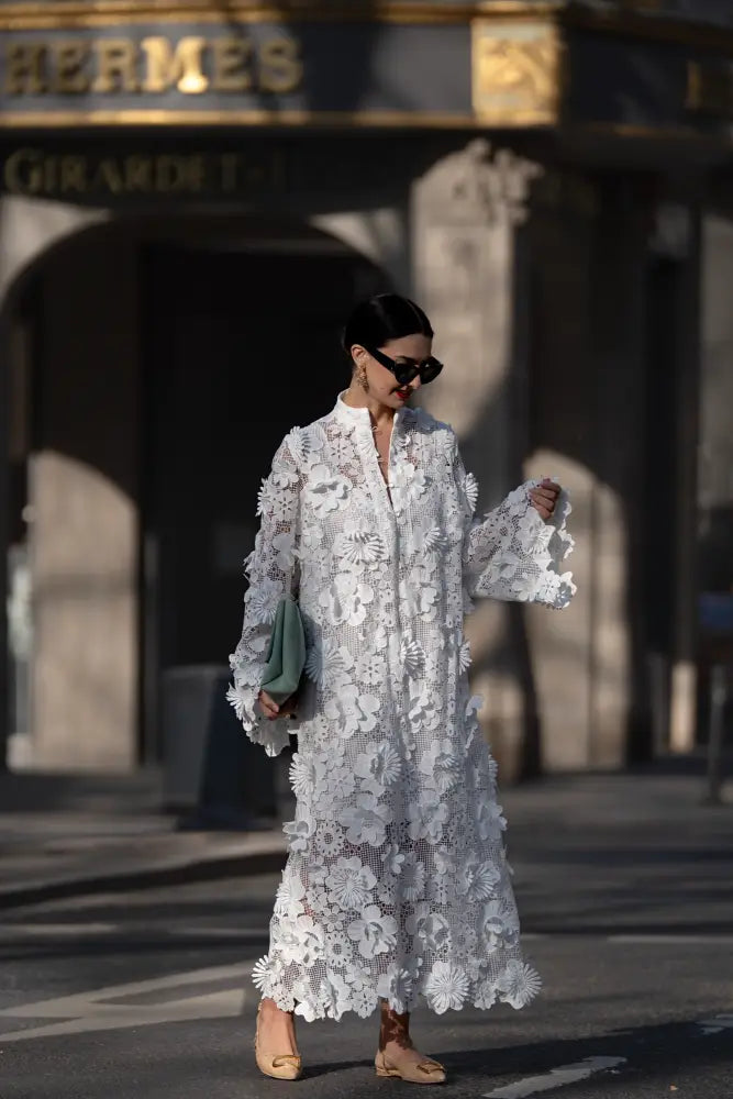Yelira | Elegant Lace White Dress - Fashion Dress