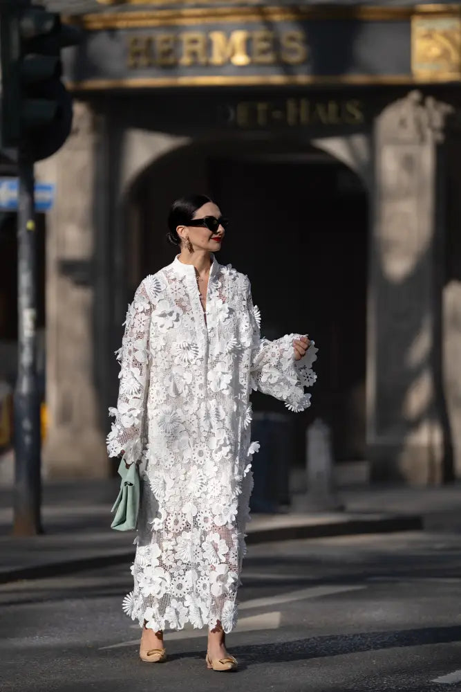 Yelira | Elegant Lace White Dress - Fashion Dress